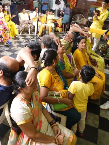 Guests enjoying the festivities at the Haldi ceremony. Our goal is to ensure every single person feels included and has a wonderful time.
