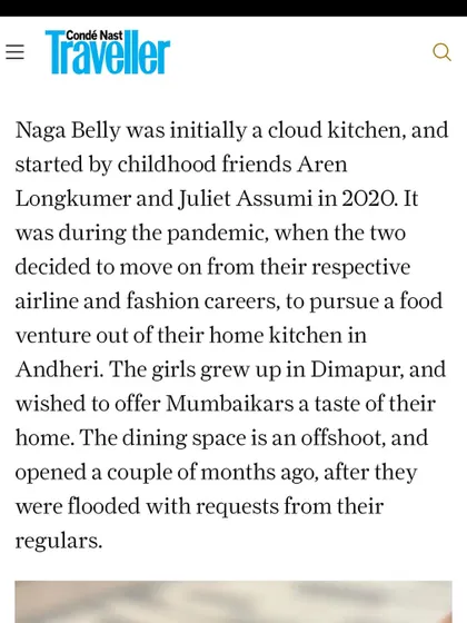 The article mentions our origin story, starting as a cloud kitchen by two childhood friends during the pandemic who wished to offer Mumbaikars a taste of their home.