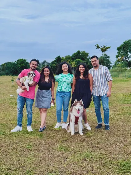 A group of friends enjoying a day out with their dogs. Our camp is a great place for social gatherings.