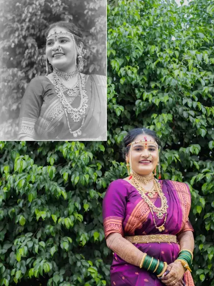 A classic black and white edit of a bridal portrait, beautifully contrasting with the color version to show different moods.