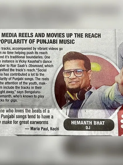 A close-up of my feature in the Bangalore Times. I shared my perspective on how social media reels have boosted the popularity of Punjabi music, making it a must-have in my playlists.