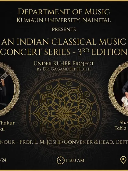 I was pleased to invite everyone to a special concert at Kumaon University, Nainital, where I performed serene morning Raagas with Shri Chitrank Pant on Tabla.