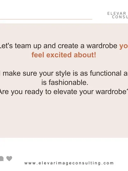 Let's team up to create a wardrobe you feel excited about every single morning. I'll make sure your style is as functional as it is fashionable. Are you ready to elevate your wardrobe?