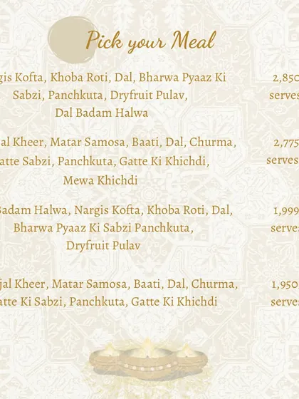 Our pre-set meal options from the Diwali menu. These complete meals serve two or four people and feature a delicious combination of our signature dishes.
