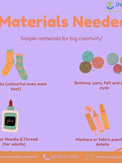 You don't need much to spark big creativity. With simple materials like old socks, buttons, yarn, and glue, you can create a whole cast of characters for your own puppet show.
