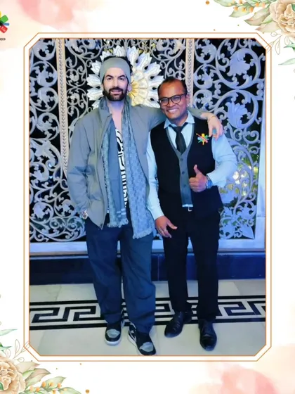 Our bartender posing with actor Neil Nitin Mukesh. We are experienced in catering to high-profile events and their distinguished guests.
