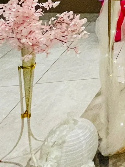 An identical shot of the cherry blossom prop.