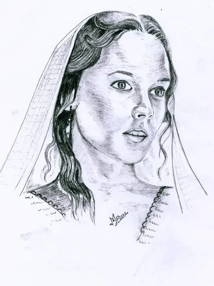 From my 2010 sketchbook, this pencil portrait was about capturing a sense of wonder and innocence in her expression.