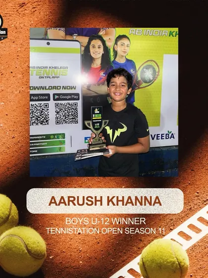 A huge congratulations to Aarush Khanna for clinching the U-12 Boys TenniStation Open Season 11 title. A true ace performance.