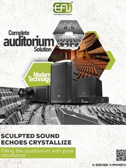 An overview of our comprehensive audio-visual services for auditoriums and conference halls. We design and install custom solutions including projection systems, steerable array speakers, and integrated lighting controls to fit any space and budget.