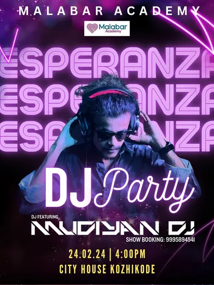 The poster for 'Esperanza', a DJ party for Malabar Academy in Kozhikode.