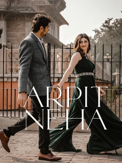 A classic "follow me to" style shot through the streets of Jaipur, perfect for a destination pre-wedding album.