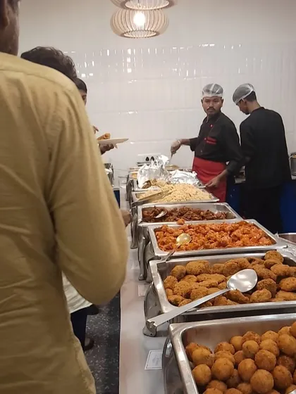A view of the bustling buffet line, showcasing a variety of starters and main courses that were a hit at the Ceragon Networks event.