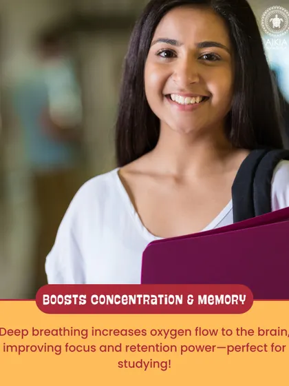 Deep breathing boosts concentration and memory by increasing oxygen flow to the brain, making it a perfect tool for studying.