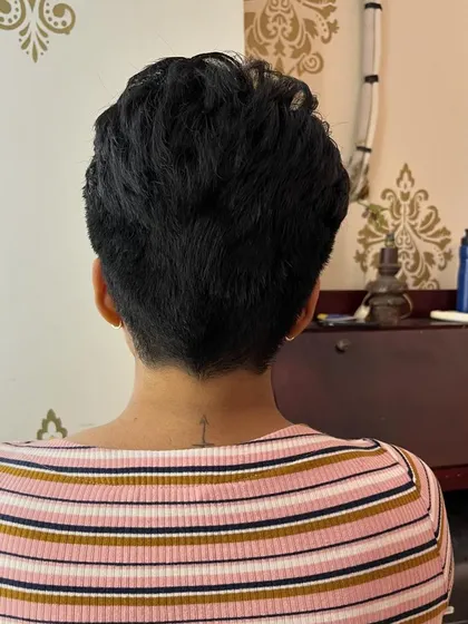 Another back angle of Thasneem's pixie cut.