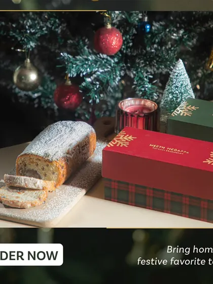 Bring home this festive favourite today. My German Stollen comes in beautiful holiday packaging, perfect for gifting.