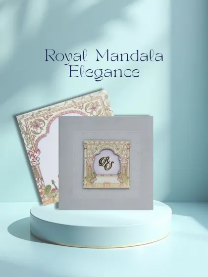This monogram card exudes royal charm and timeless elegance. The intricate design and personalized initials make it a perfect choice for a grand wedding.