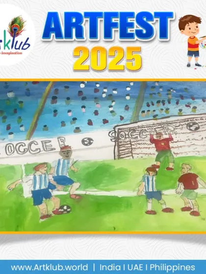 A lively soccer game in a stadium filled with spectators, painted by a senior artist.