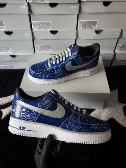 Another angle of the paisley wedding custom sneakers.