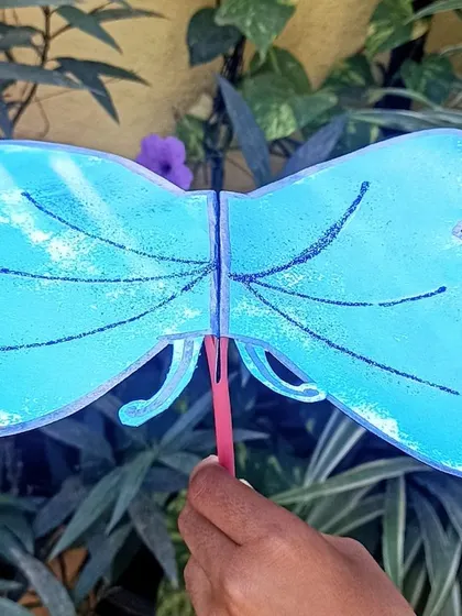A beautiful butterfly craft created by one of the children. We use simple materials to let their imagination take flight, creating wonderful pieces to take home at the end of the year.