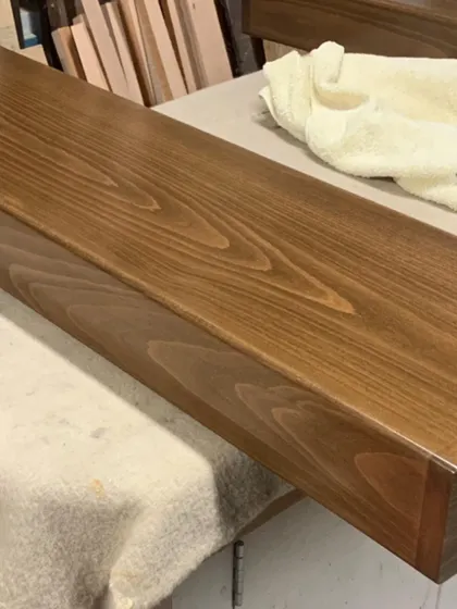 The quality of the finish is just as important as the construction. Here is a solid wood stair tread treated with a durable two pack lacquer, bringing out the natural beauty and grain of the timber.