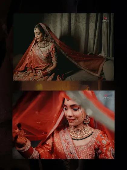 A diptych of artistic bridal portraits, playing with movement and soft focus to create a dreamy and beautiful effect.