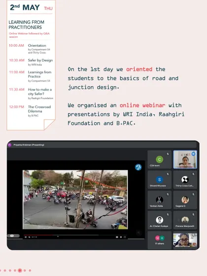 A slide from our workshop orientation, where we introduced students to the basics of road and junction design through an online webinar with partner organizations.