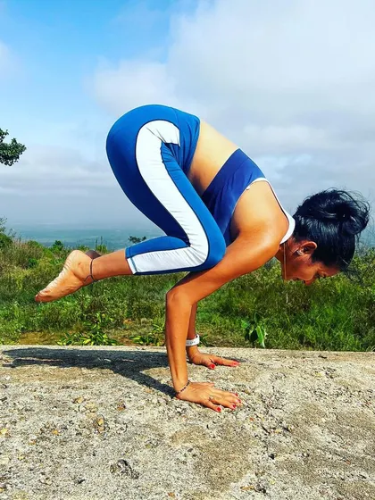 Taking flight in Bakasana, or crow pose, on a hilltop. Practicing arm balances outdoors connects me to a sense of freedom and self-love. It's a reminder that loving yourself is not selfish, it is a necessity.