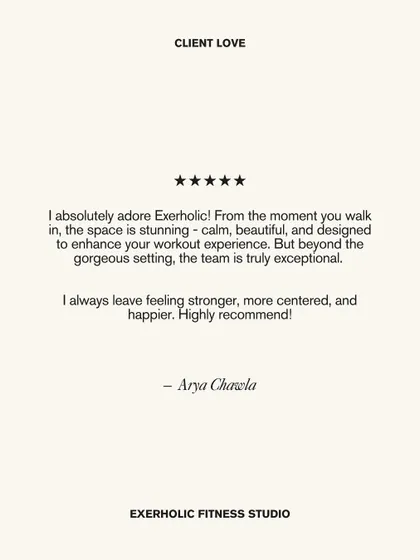 "I always leave feeling stronger, more centered, and happier." This feedback from Arya Chawla perfectly captures the goal of every class I teach.