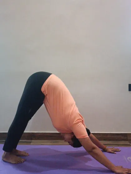The practice of Adho Mukha Svanasana (Downward-Facing Dog). This rejuvenating pose helps to improve blood circulation to the brain, which can help reduce anxiety and fatigue.