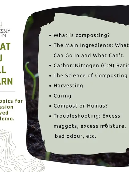Here is a look at what you will learn in my online workshop. We cover everything from the basic ingredients and C:N ratio to troubleshooting common problems like excess maggots and bad odor.