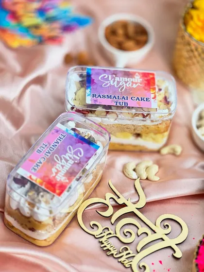 Our popular cake tubs get a festive makeover for Holi, with flavors like Thandai and Rasmalai.