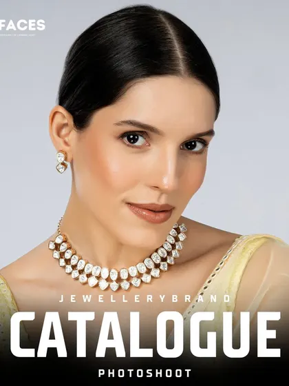A model wearing a simple yet elegant diamond necklace, perfect for showcasing daily wear or minimalist fine jewellery collections.