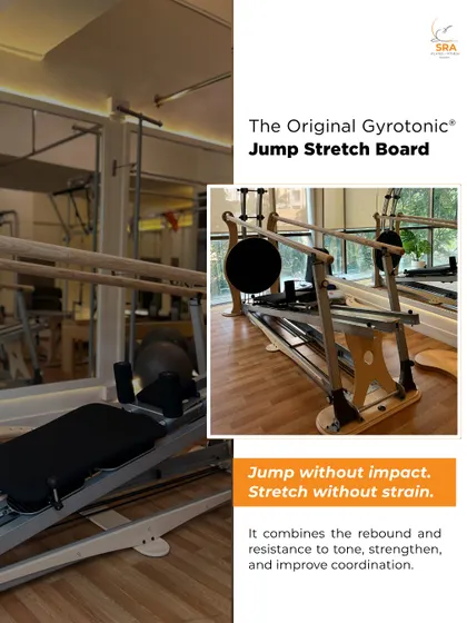 The original Gyrotonic® Jump Stretch Board combines rebound and resistance to tone, strengthen, and improve coordination. It allows you to jump without impact and stretch without strain.