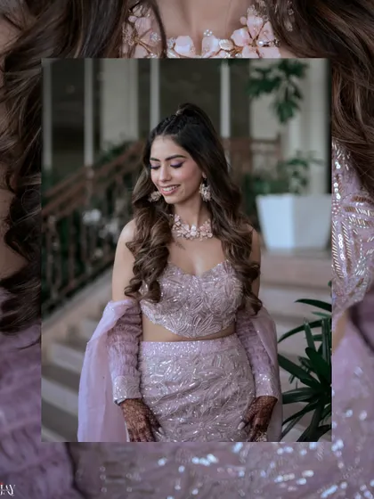 A close-up portrait of the bride, her smile and makeup looking fresh and beautiful.