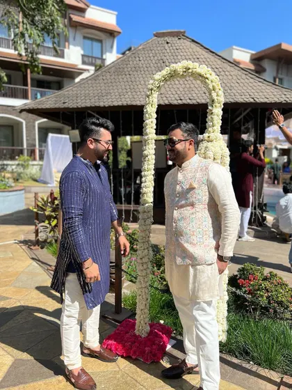A candid conversation with the groom. We discuss last minute details and share a laugh before he joins his bride.
