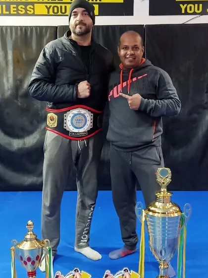 With our IAKO National Pro Kickboxing champion. His success is a victory for the entire team and a result of our collective hard work.