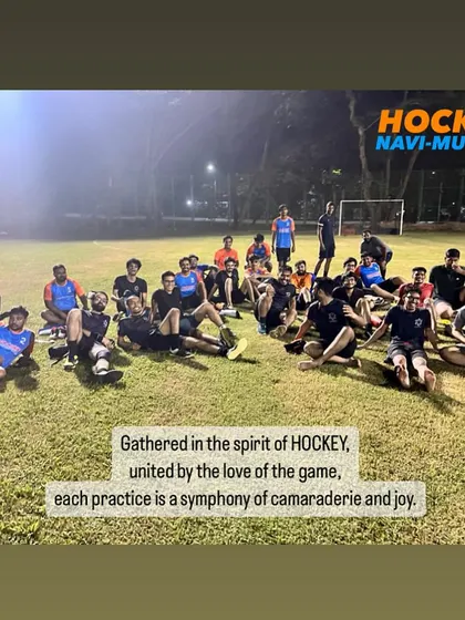 "Gathered in the spirit of HOCKEY, united by the love of the game." Our team relaxes on the grass after a practice session at IIT Powai, a perfect end to a great day of hockey.