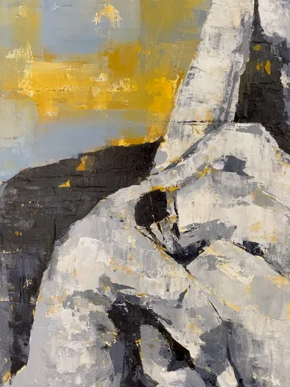 A close-up of the shoulder and background from 'Plato's Discourse'. This shows the abstract landscape I build around the figure to enhance the overall mood.