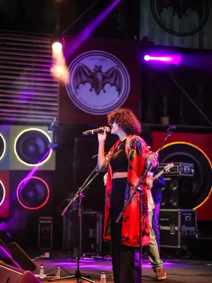 A wide shot from the NH7 Weekender stage, showing my comfort and presence in a large festival environment.