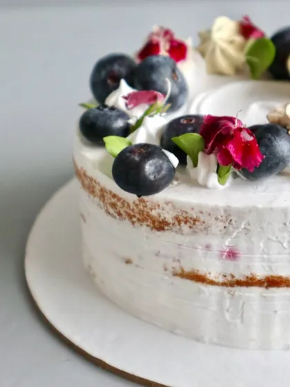 Simple, elegant, and bursting with berries. This Blueberry Naked Cake features a soft vanilla sponge layered with my fresh blueberry compote and a light whipped cream, letting the natural fruit flavours shine.