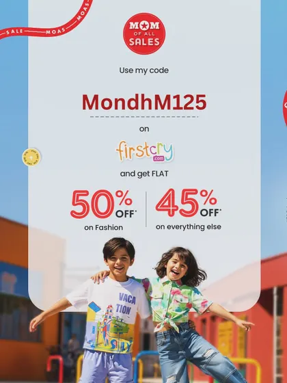 Here's a graphic for the Firstcry "Mom of All Sales" event. I always keep my audience informed about the best sales for baby and kid's products.