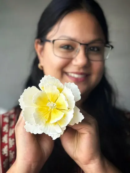 The face behind Sweet Tooth! A picture of me with one of my handmade edible peonies. I'm so happy to be a part of your celebrations.