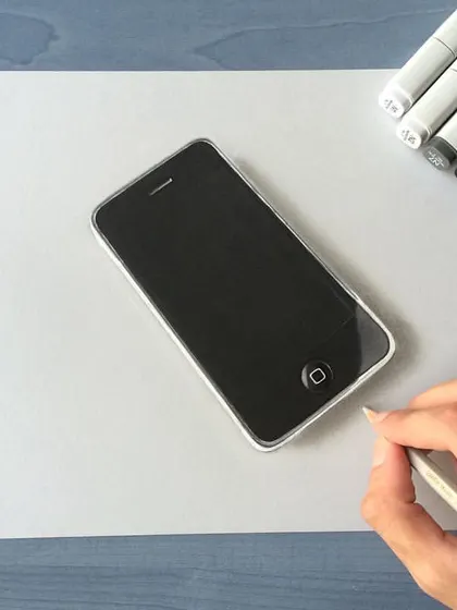 A drawing of a classic iPhone 3GS. This was a fun piece of nostalgia to create, focusing on the glossy screen and the simple, clean lines of the design.