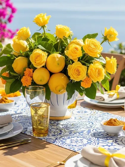 We brought the Amalfi coast to Udaipur for this Positano-themed Haldi. This sun-drenched tablescape, with vibrant lemons, classic blue and white tiles, and a stunning lakeside view, shows how I craft destination-inspired experiences that feel both authentic and aspirational.