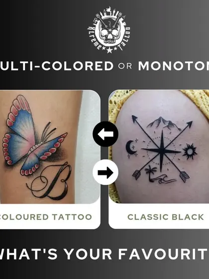 Do you prefer a vibrant, multi-colored tattoo or a classic black and grey piece? We can do both. Let us know your style.