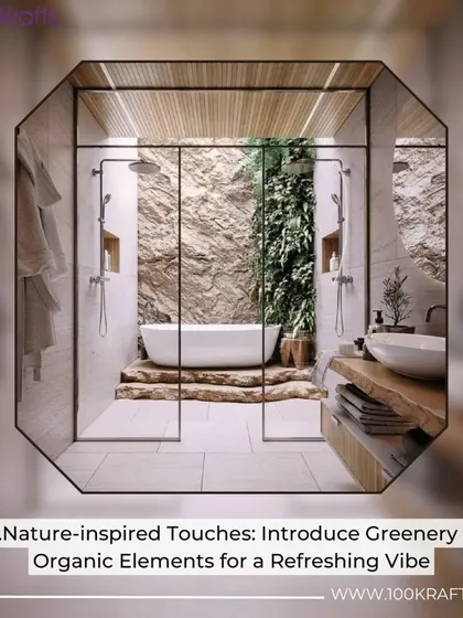 Nature-inspired touches can create a refreshing vibe. This bathroom design features a stunning walk-in shower with a stone accent wall and a vertical garden, bringing the outdoors in.