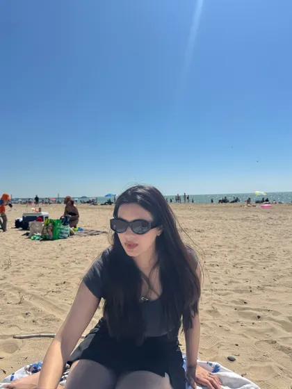 A close-up selfie from my relaxing day on the sand at Saugeen Beach.