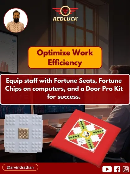 To optimize work efficiency in a trading office, I suggest equipping staff with Fortune Seats and placing Fortune Chips on computers. A Door Pro Kit at the entrance also helps to channel positive, success-oriented energy into the workspace.