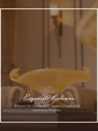 An exquisite decorative bowl from my Murano Collection. Known for its vibrant, layered hues and luminous finish, this piece is a testament to fine craftsmanship and adds an artistic flair to any room.
